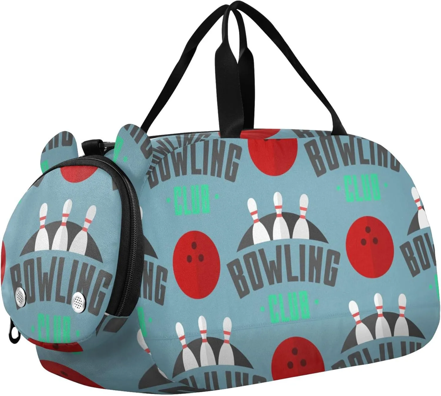 Bowling Sports Sports Duffle Bag for Girls Boys, Gym Bag with Shoe Compartment, Kids Travel Overnight Weekender Shoulder Bag