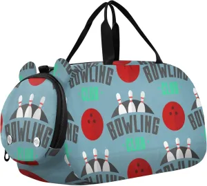 Bowling Sports Sports Duffle Bag for Girls Boys, Gym Bag with Shoe Compartment, Kids Travel Overnight Weekender Shoulder Bag
