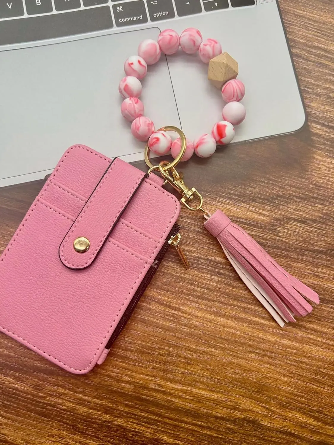 Bright Colors Silicone Beaded Car Key Chain Key Rings Bracelet Wristlet for Women