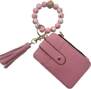 Bright Colors Silicone Beaded Car Key Chain Key Rings Bracelet Wristlet for Women