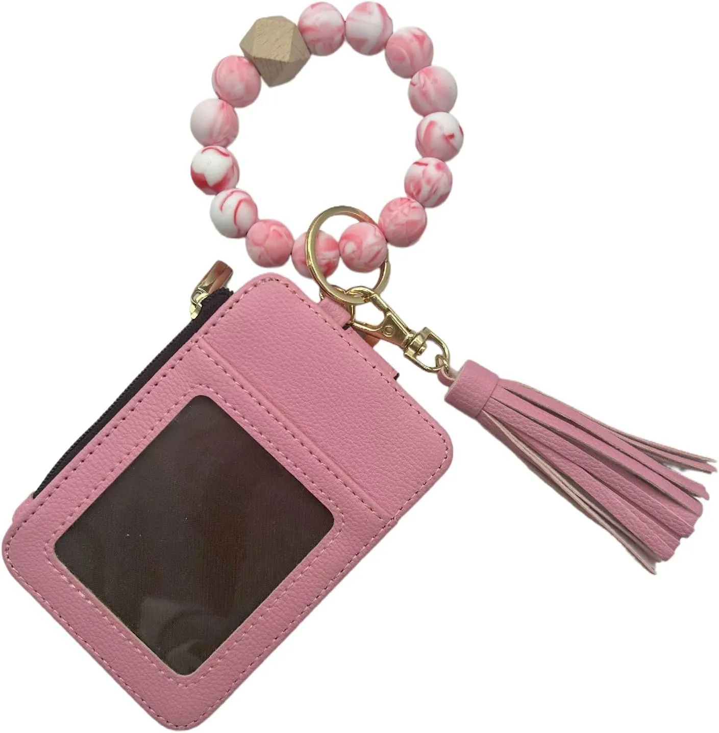 Bright Colors Silicone Beaded Car Key Chain Key Rings Bracelet Wristlet for Women