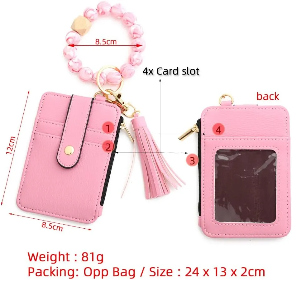 Bright Colors Silicone Beaded Car Key Chain Key Rings Bracelet Wristlet for Women