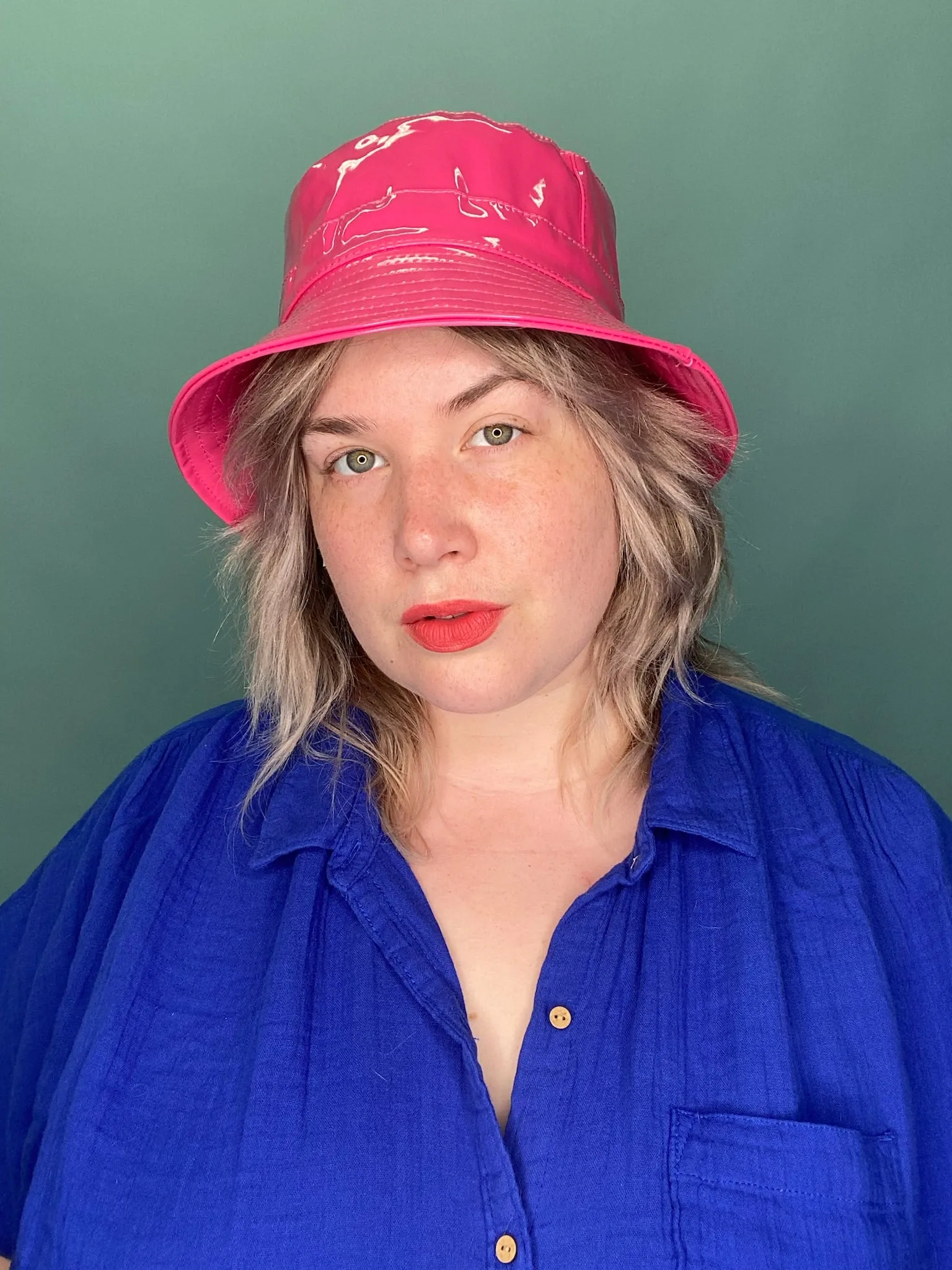 Bubblegum Pink Pleather Bucket Hat