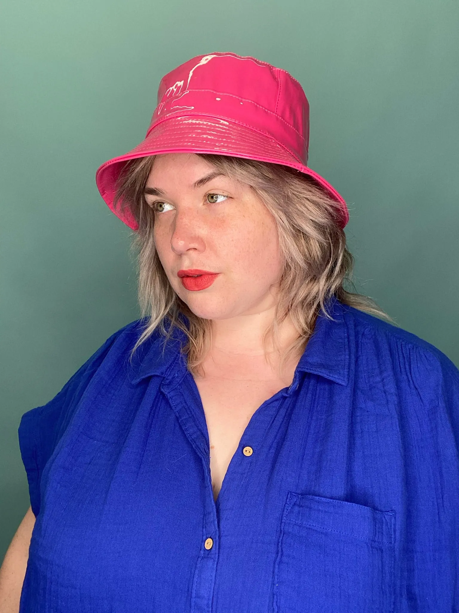 Bubblegum Pink Pleather Bucket Hat