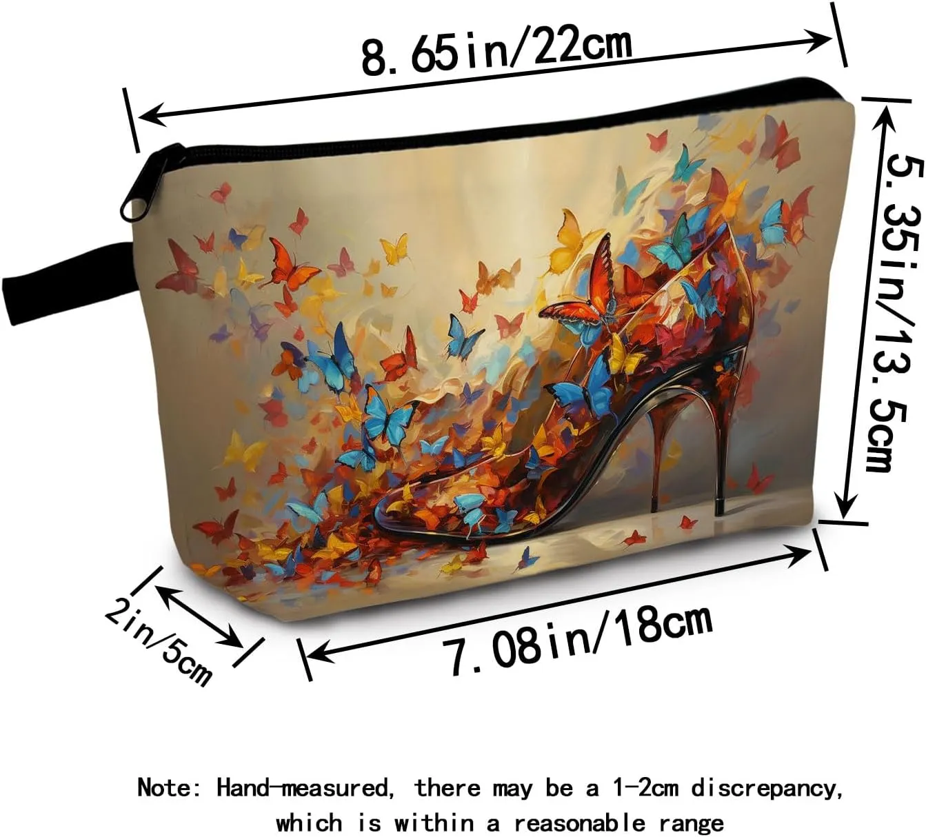 Butterfly High Heels Makeup Bag Travel Portable Cosmetic Pouch Toiletry Organizer Storage Bag Zipper Pouch For Women Organizer Toiletries Bag for Travel