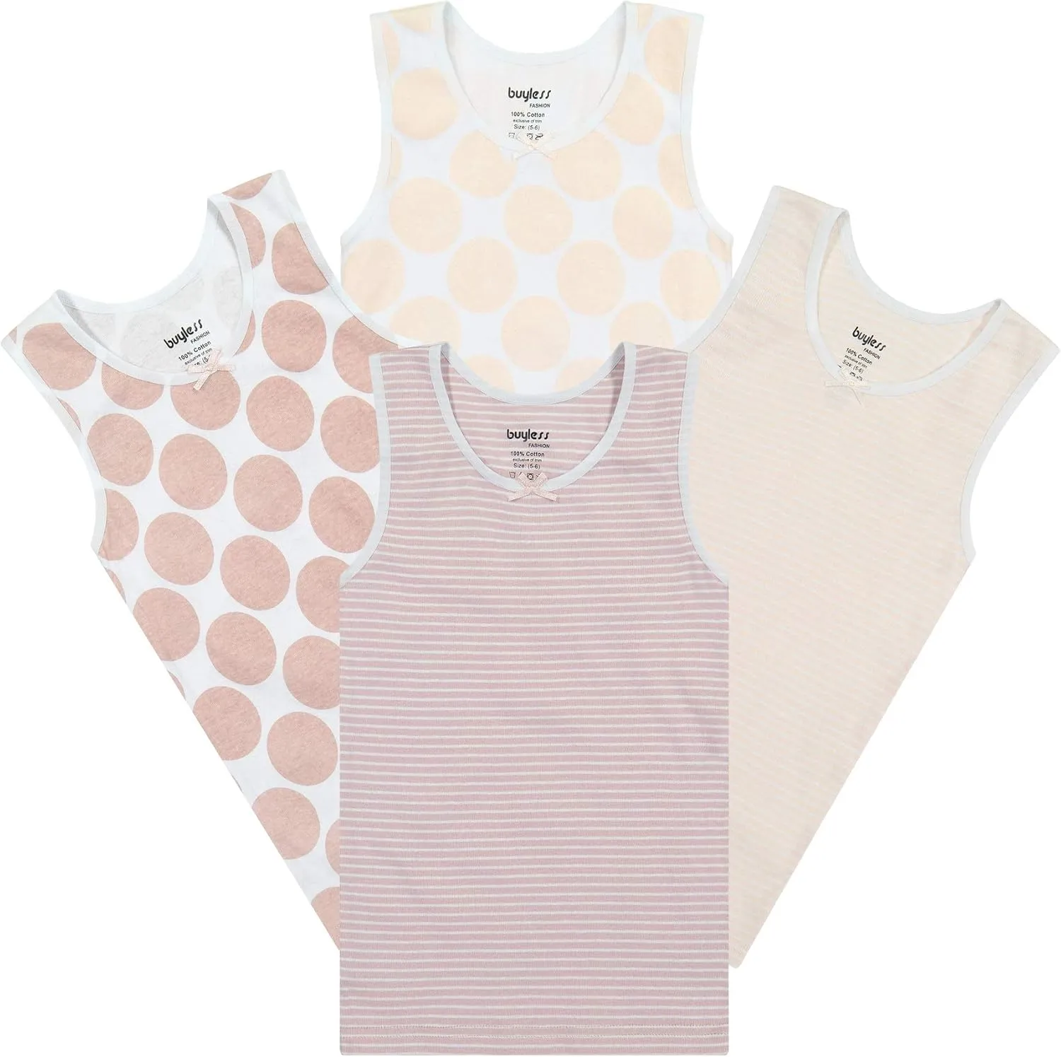 Buyless Fashion Tank Tops for Girls- Sleeveless Cami Tanks Cotton Undershirts for Dance Gymnastics Kids Toddler Size (4 Pack)