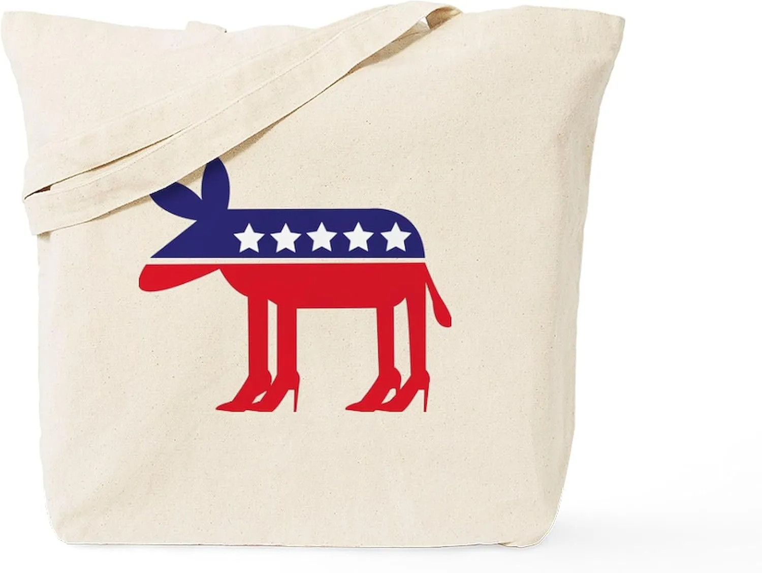CafePress Democratic Donkey On Heels Tote Bag Natural Canvas Tote Bag, Reusable Shopping Bag