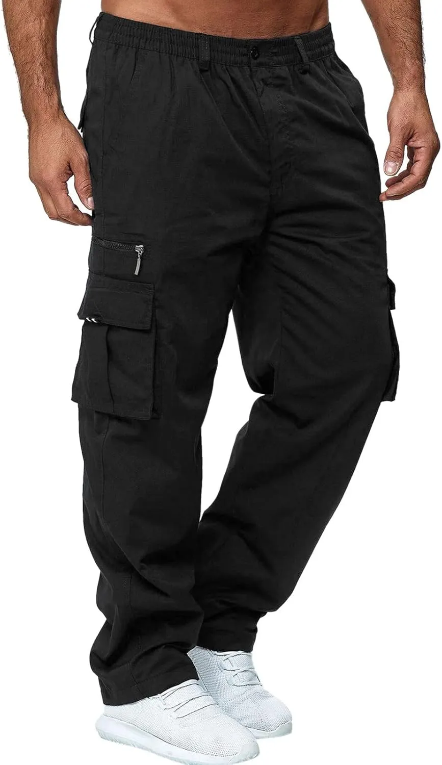 Cargo Work Pant Men Lightweight Casual Combat Cargo Pants Gym Sports Sweatpants with Pockets Loose Fit Joggers