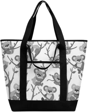 Cartoon Cute Koala Bear Shopping Bags Insulated Lunch Bag Shoulder Grocery Bags for Work Travel Beach