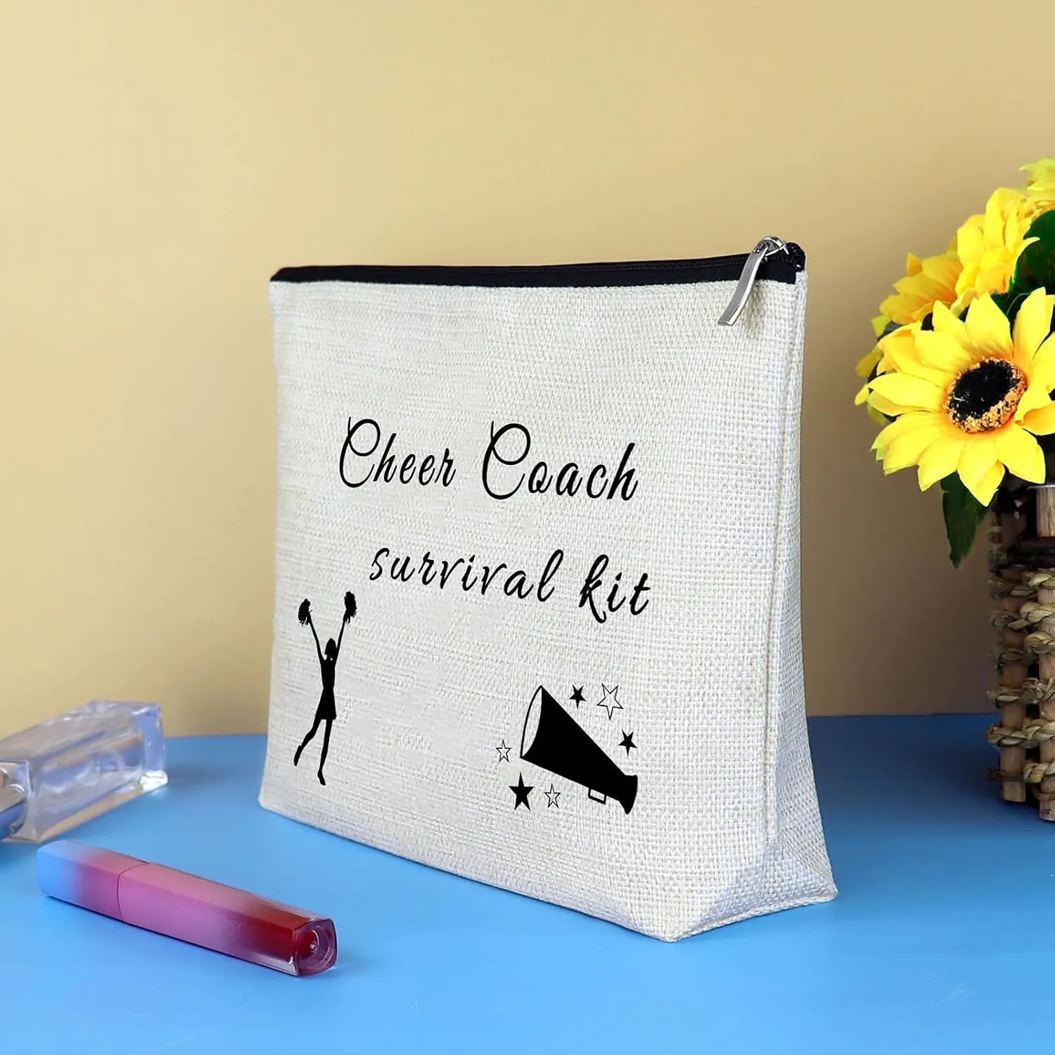 Cheer Coach Gift Cheerleading Makeup Bag Thank You Appreciation Gift for Cheer Teacher Cheerleader Cosmetic Bags Christmas Thanksgiving Graduation Gifts for Cheerleading Coach Travel Makeup Pouch