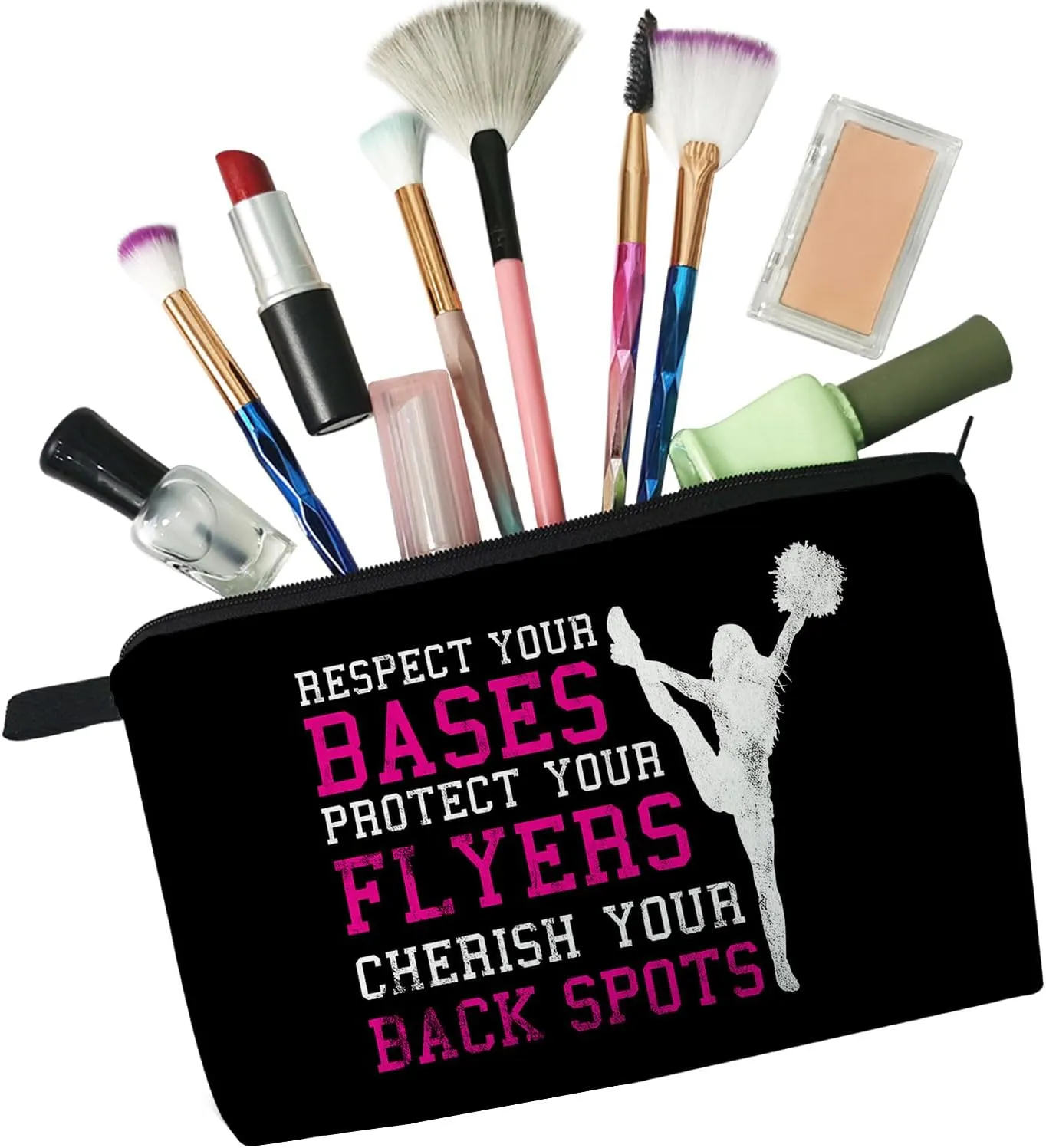 Cheer Squad Makeup Bag Cute Small Makeup Organizer Bag Travel Toiletry Zipper Pouch Birthday Christmas Gift for Cheerleaders Cheer Squad Cosmetic Bag for Women BFF