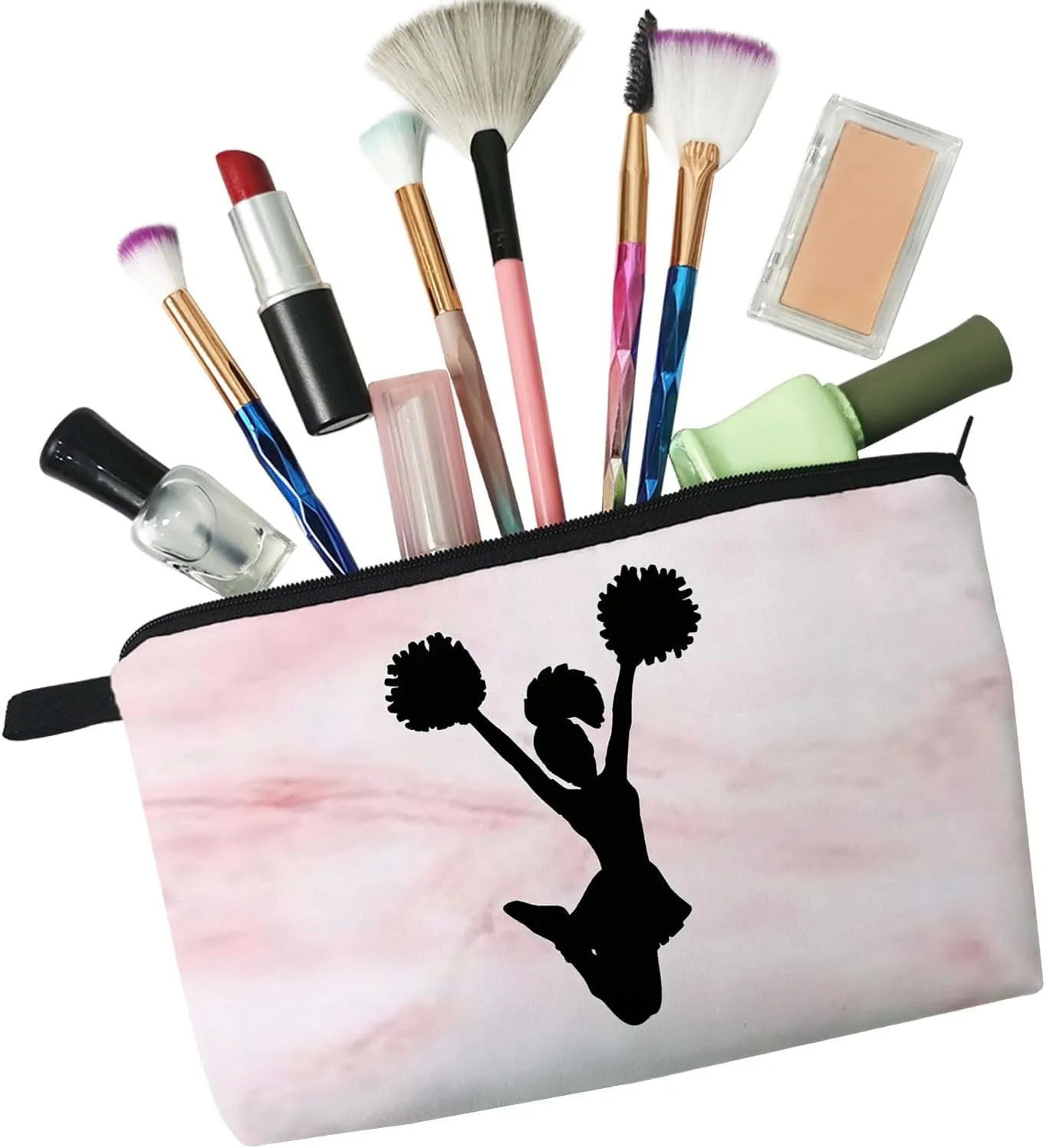 Cheerleader Makeup Bag CheerLeading Organizer Zipper Pouch Cheerleading Jumping Pattern Cosmetic Bag Present for Chearleaders Coach Teammates Women Friends