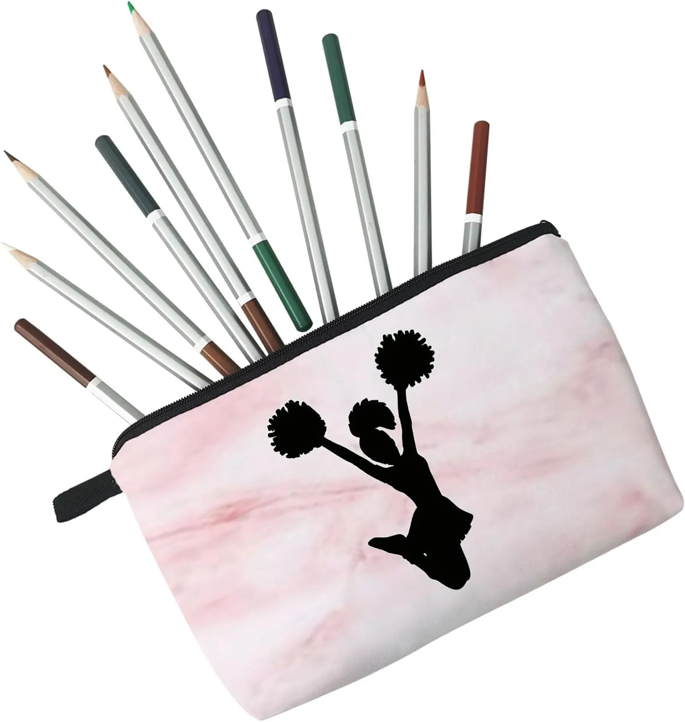 Cheerleader Makeup Bag CheerLeading Organizer Zipper Pouch Cheerleading Jumping Pattern Cosmetic Bag Present for Chearleaders Coach Teammates Women Friends
