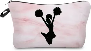 Cheerleader Makeup Bag CheerLeading Organizer Zipper Pouch Cheerleading Jumping Pattern Cosmetic Bag Present for Chearleaders Coach Teammates Women Friends