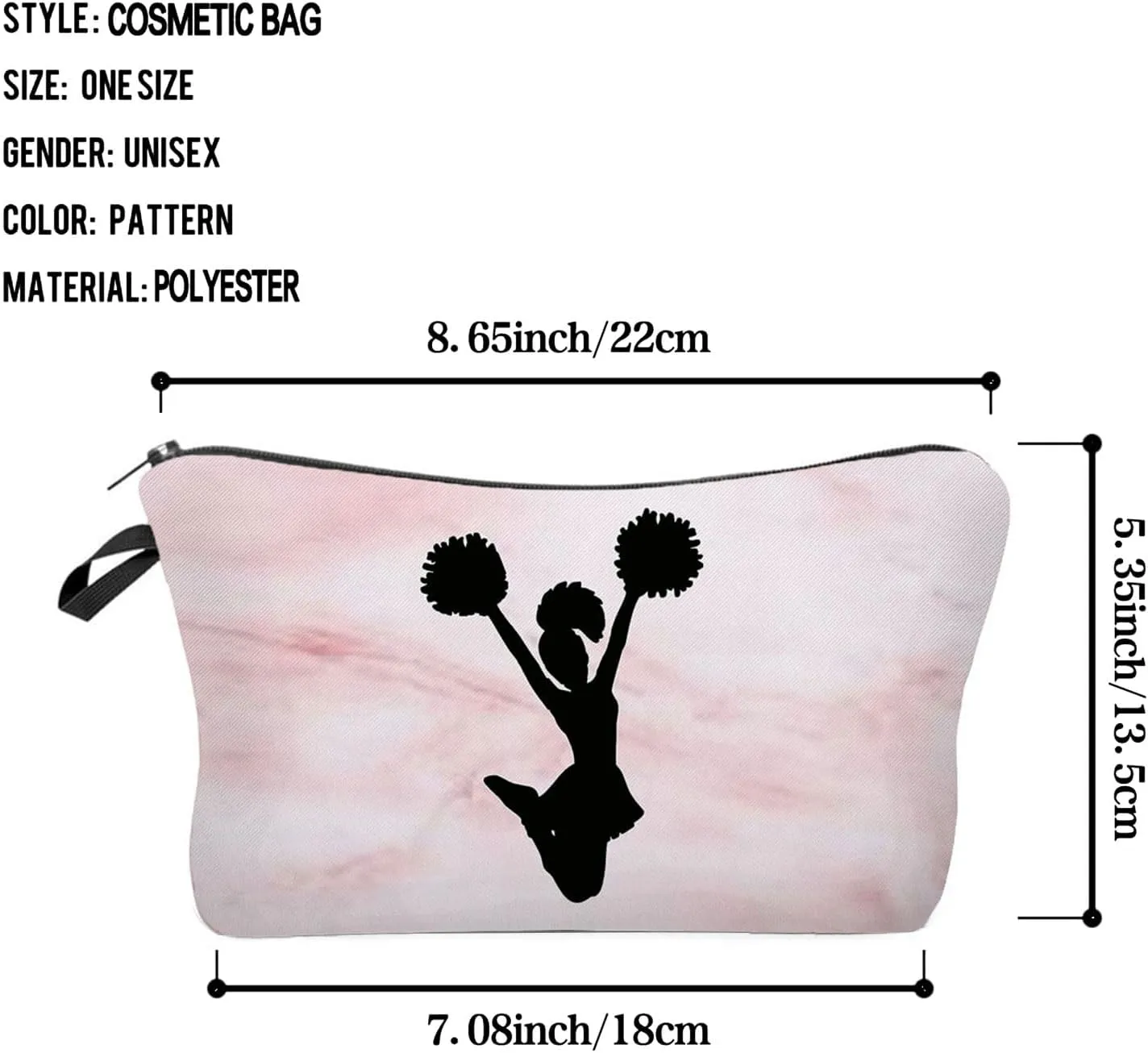 Cheerleader Makeup Bag CheerLeading Organizer Zipper Pouch Cheerleading Jumping Pattern Cosmetic Bag Present for Chearleaders Coach Teammates Women Friends