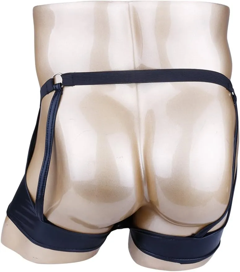 CHICTRY Men's Patent Leather Jockstraps Boxers Briefs Hollow Out Backless Bikini Underwear