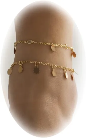 CHICYOHO Gold Layered Anklet for Women Adjustable Boho Ankle Bracelets Summer Beach Foot Chain Jewelry (Style-A,Gold)