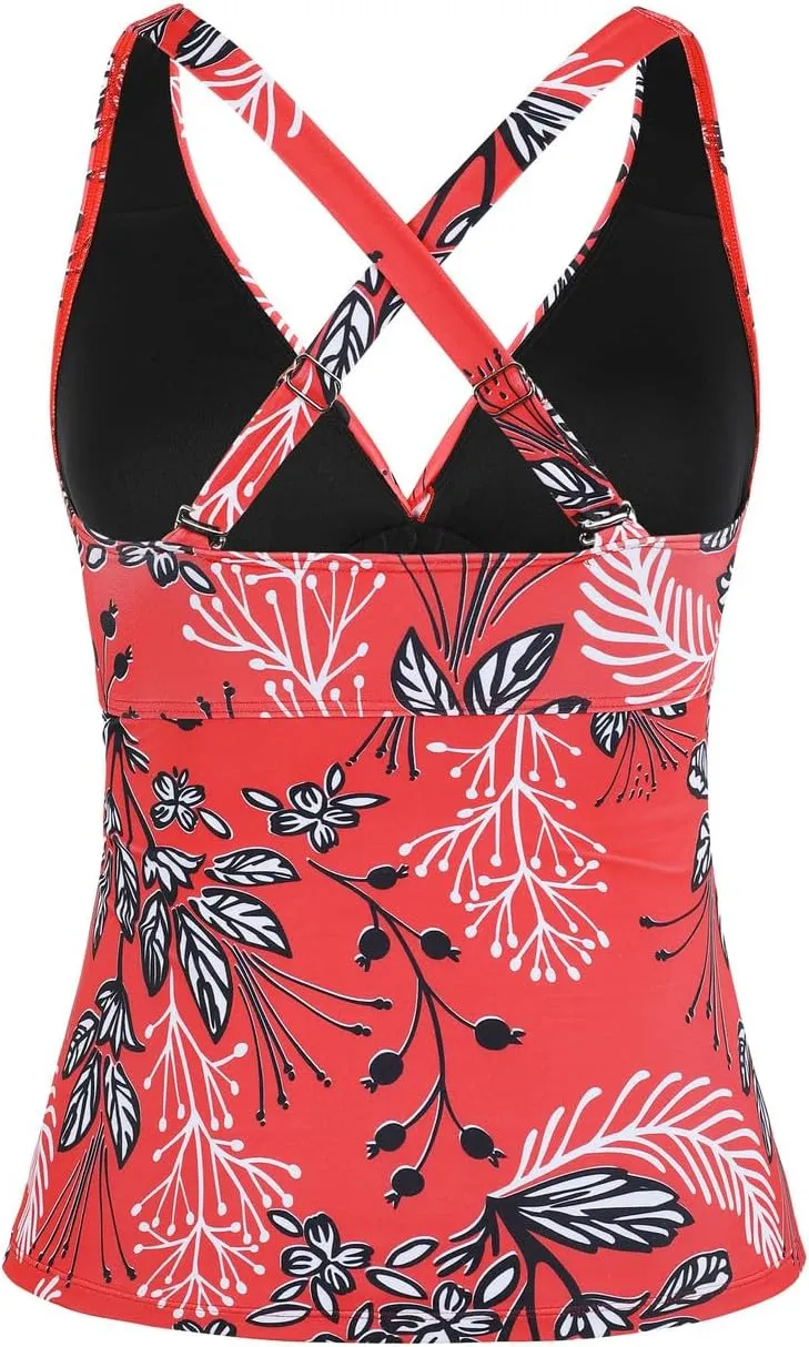 Cindy's aunt Women's Underwire Tankini Tops Ruched Crossback Swim Tops Tummy Control Bathing Suit Top No Bottom