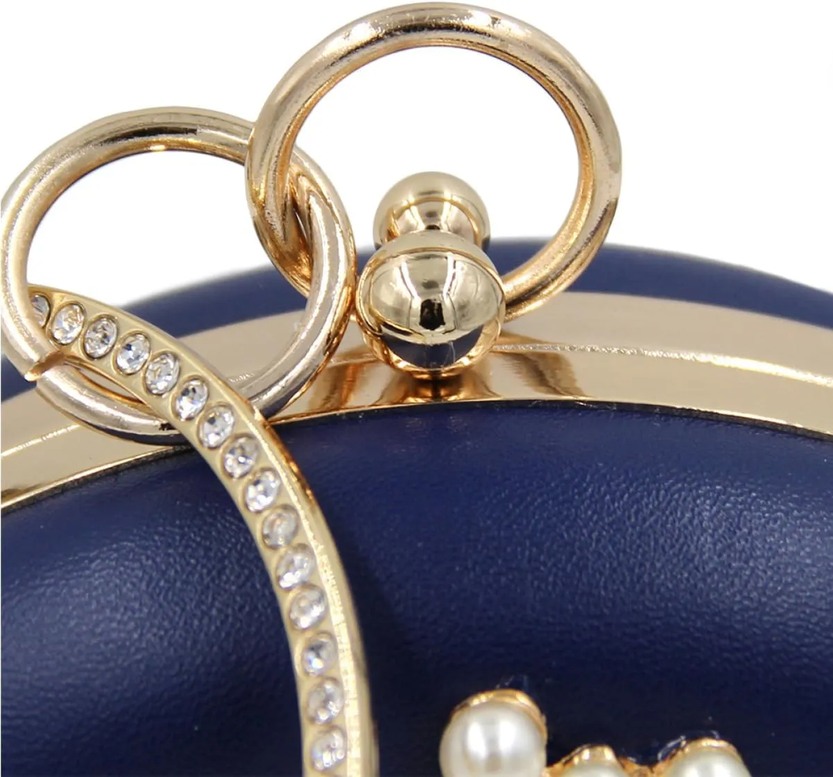 Clutches for Women Round Clutch Bag Sequin Blue Purse Sling Bag for Women Motorbike Keychain Beaded