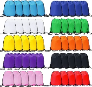 CODOBON 50 Pcs Drawstring Bags, Bulk Draw String Backpack, Cinch Polyester Bag for Gym Sport, 10 Colors