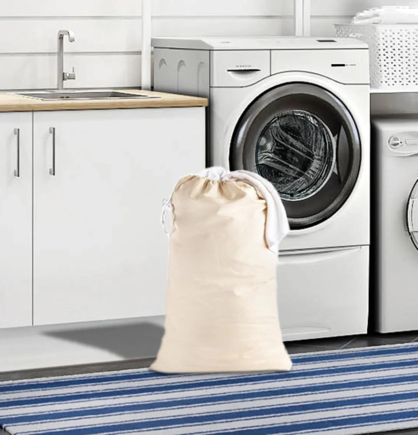 COTTON CRAFT Extra Large Laundry Bags - Heavy Duty Cotton Canvas Drawstring Closure Washable Laundry Bag - Back to School Travel College Dorm Basket Hamper Liner Toys Clothes Organizer Sack -XL 28x36