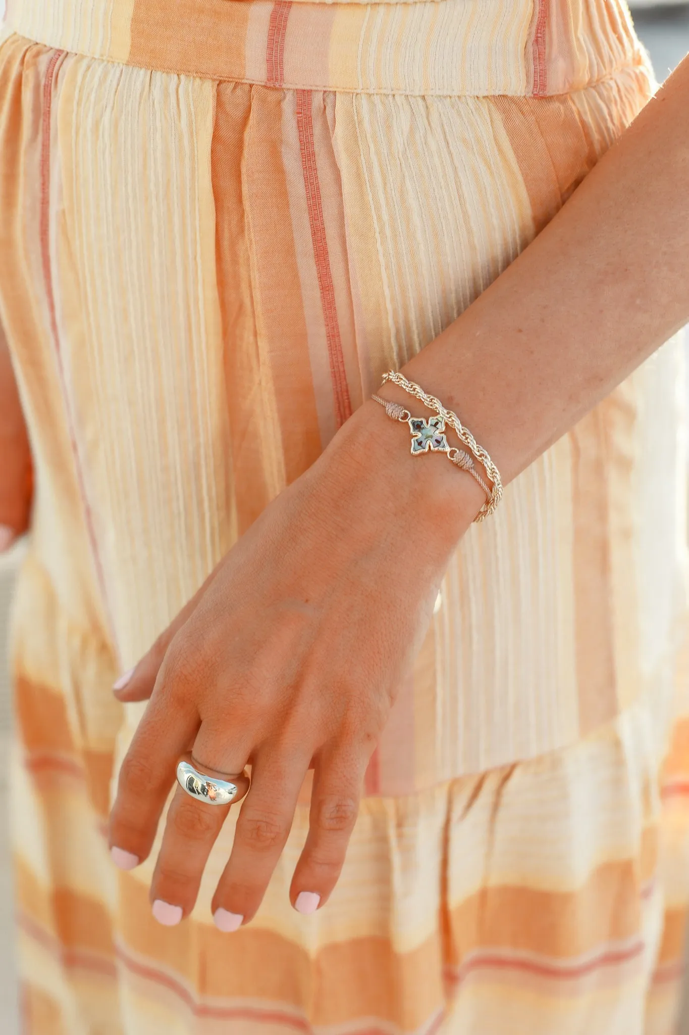 Cross Corded Bracelet in Turquoise/Silver