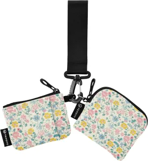 Crushed Flower Dual Wristlet Wallets for Women Small Portable Women's Money Organizers with Zipper Pocket for Ladies Girls 2 Packs