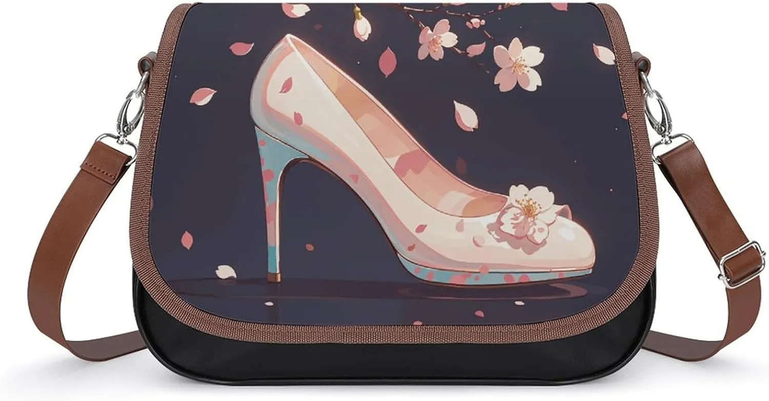 Crystal High Heels Shoulder Bags PU Leather Shoulder Handbag Large Capacity Crossbody Bag for Women