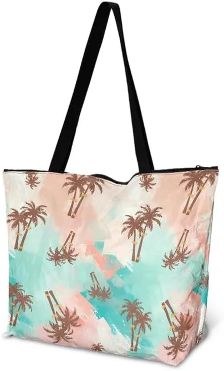 Cute Corgi Dog Women Tote Bag, Halloween Gothic Skull Butterfly Paper Handbag, Watercolor Cocount Tree Commute Bag