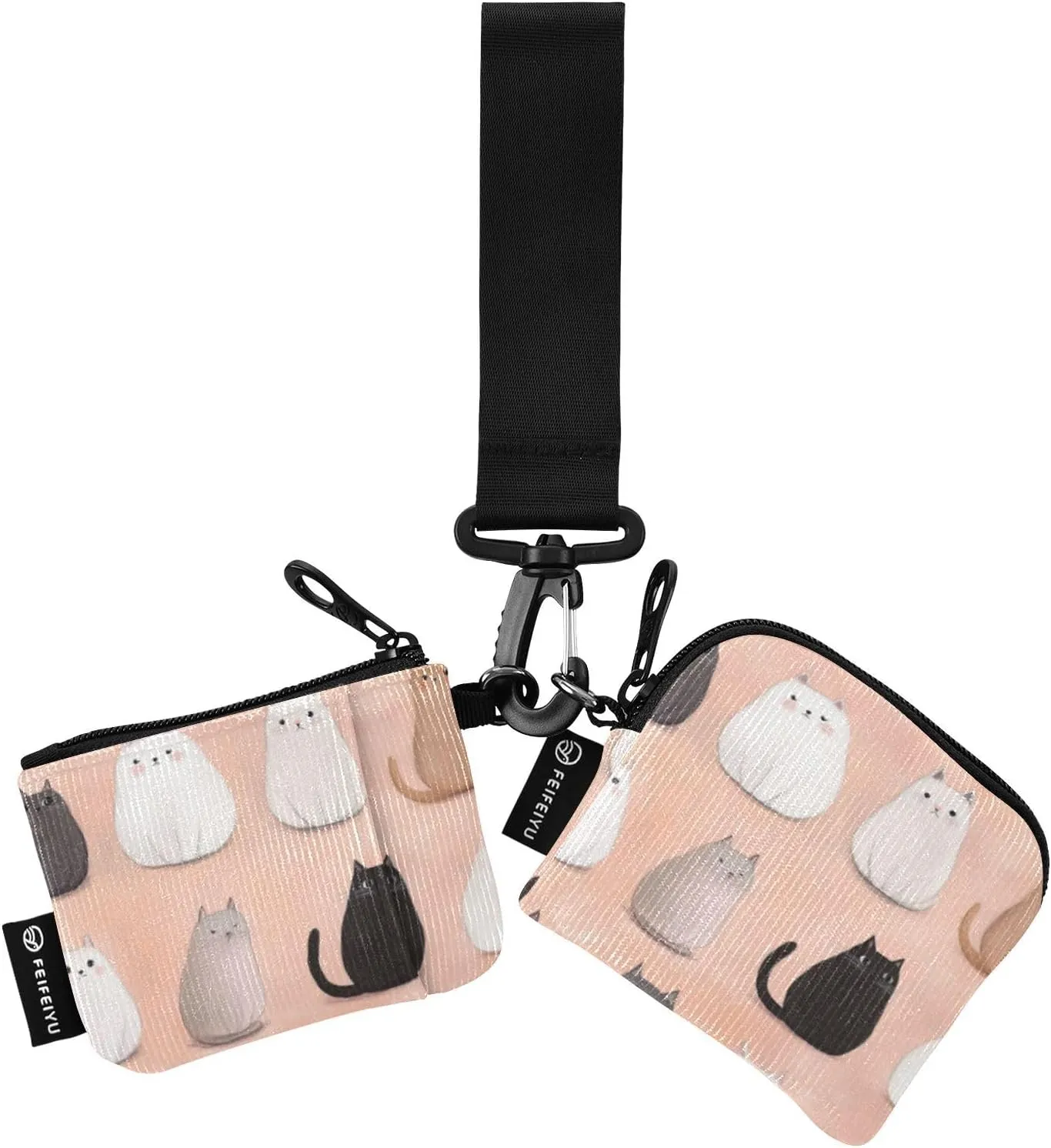 Cute Cute Cats Rose Gold Dual Wristlet Wallets for Women Slim Portable Wristlet Wallet Key Holder with Zipper Coin Pocket for Men Women 2 Packs