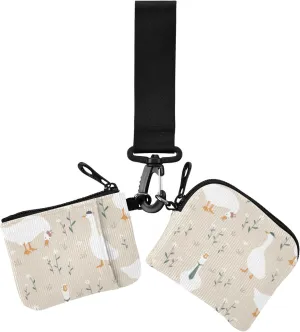 Cute Geese Women's Coin Wallet Card Holder Slim Portable Money Organizers with Zipper Pocket for Men Women 2 Packs