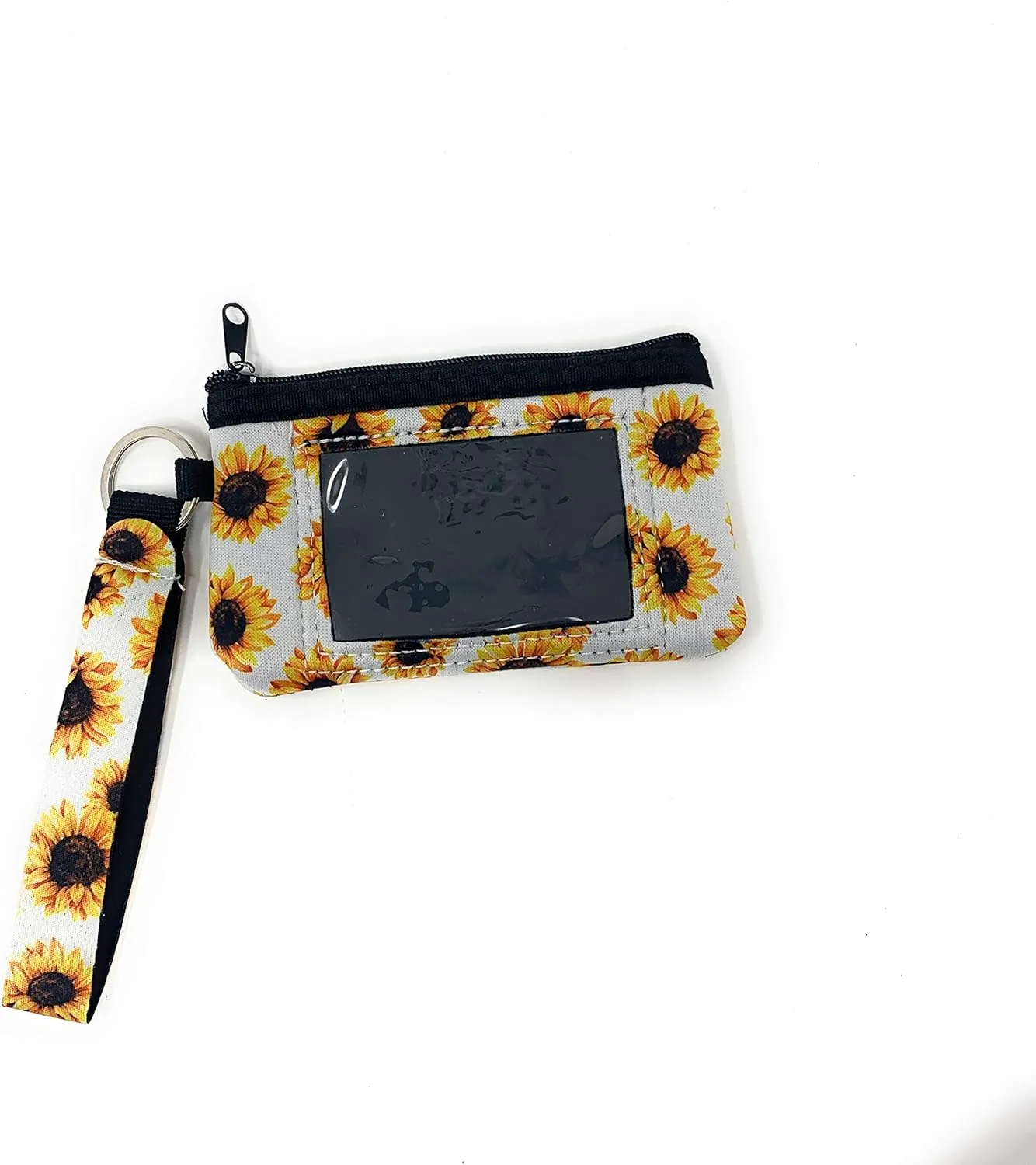 Daisy Lane Sunflower Credit Card Holder for Women, Zipper Wristlet Pouch Neoprene
