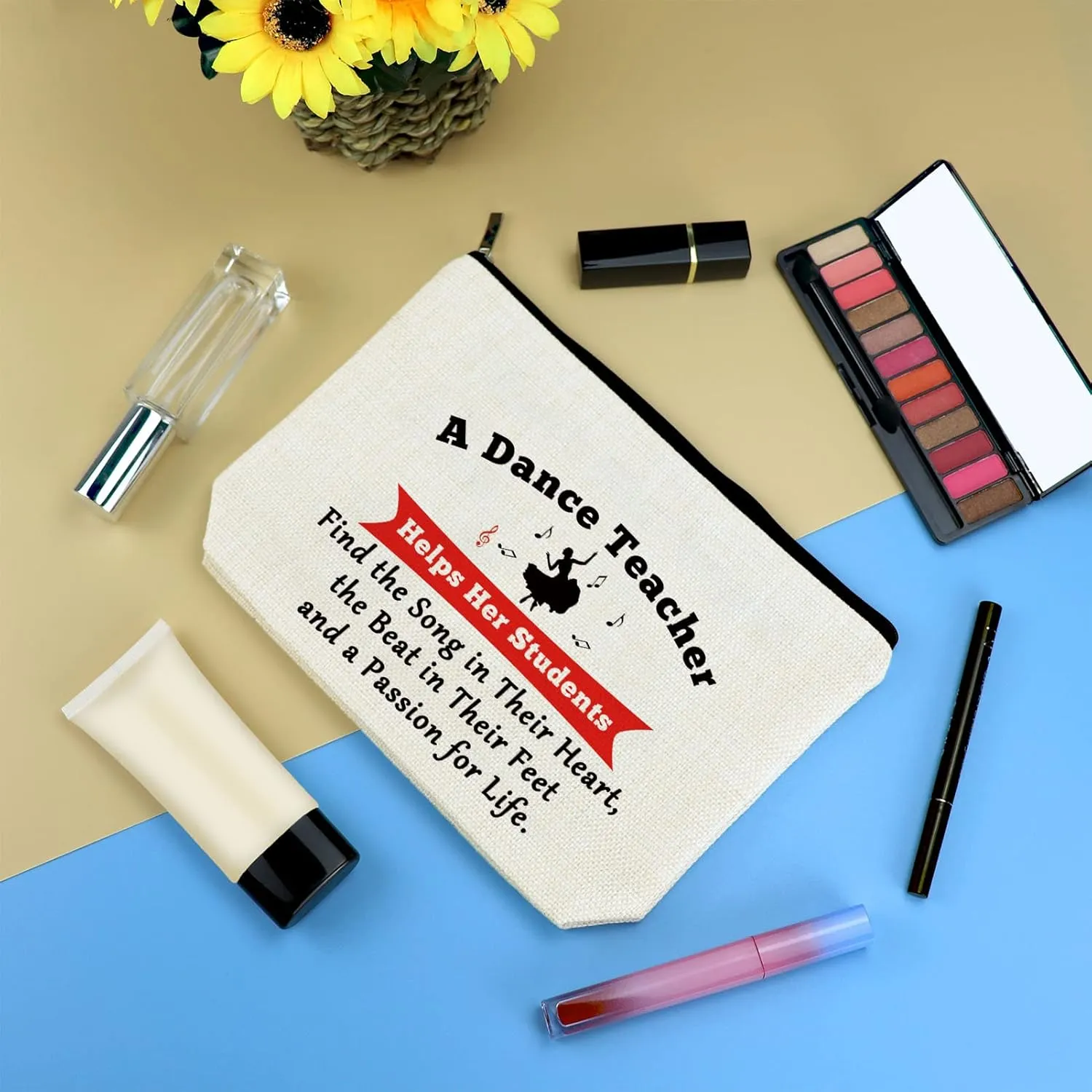 Dance Teacher Appreciation Gift for Women Makeup Bag Dancer Cosmetic Bags Dancer Gifts Dance Team Coach Gift Thanksgiving Christmas Birthday Gifts for Dance Teachers Thank You Gifts Travel Pouch