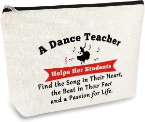 Dance Teacher Appreciation Gift for Women Makeup Bag Dancer Cosmetic Bags Dancer Gifts Dance Team Coach Gift Thanksgiving Christmas Birthday Gifts for Dance Teachers Thank You Gifts Travel Pouch