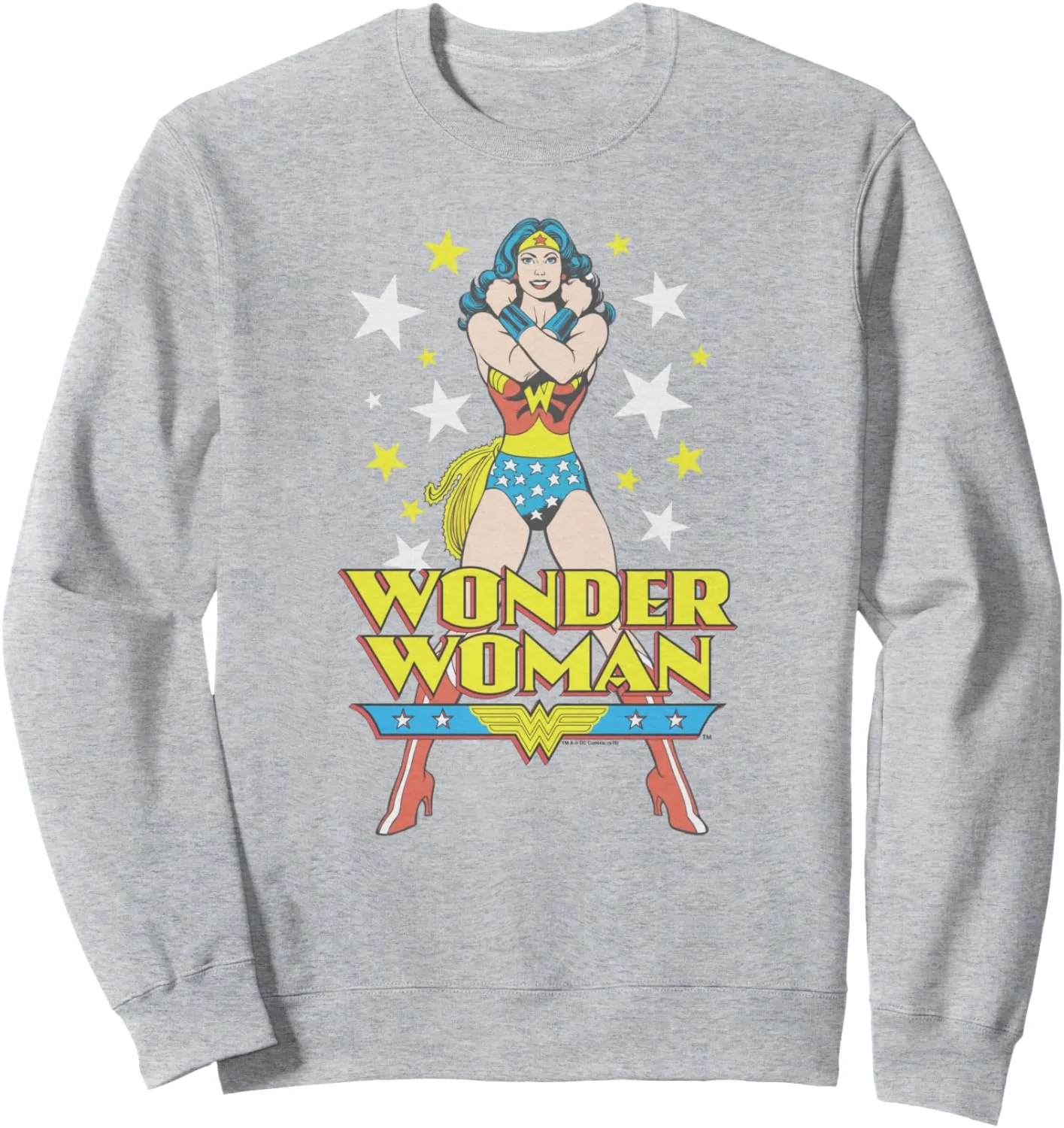 DC Comics Unisex-Adults Grey Small Classic Wonder Woman Cartoon Superhero Sweatshirt