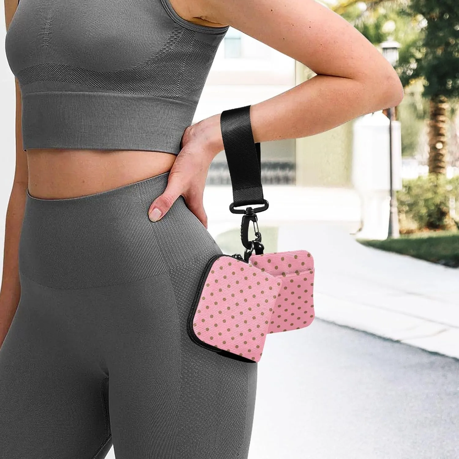 Dots Pink Women's Coin Purses Card Cases Thin Flat Change Purse Key Holder with Zipper Coin Pocket for Men Women 2 Pcs