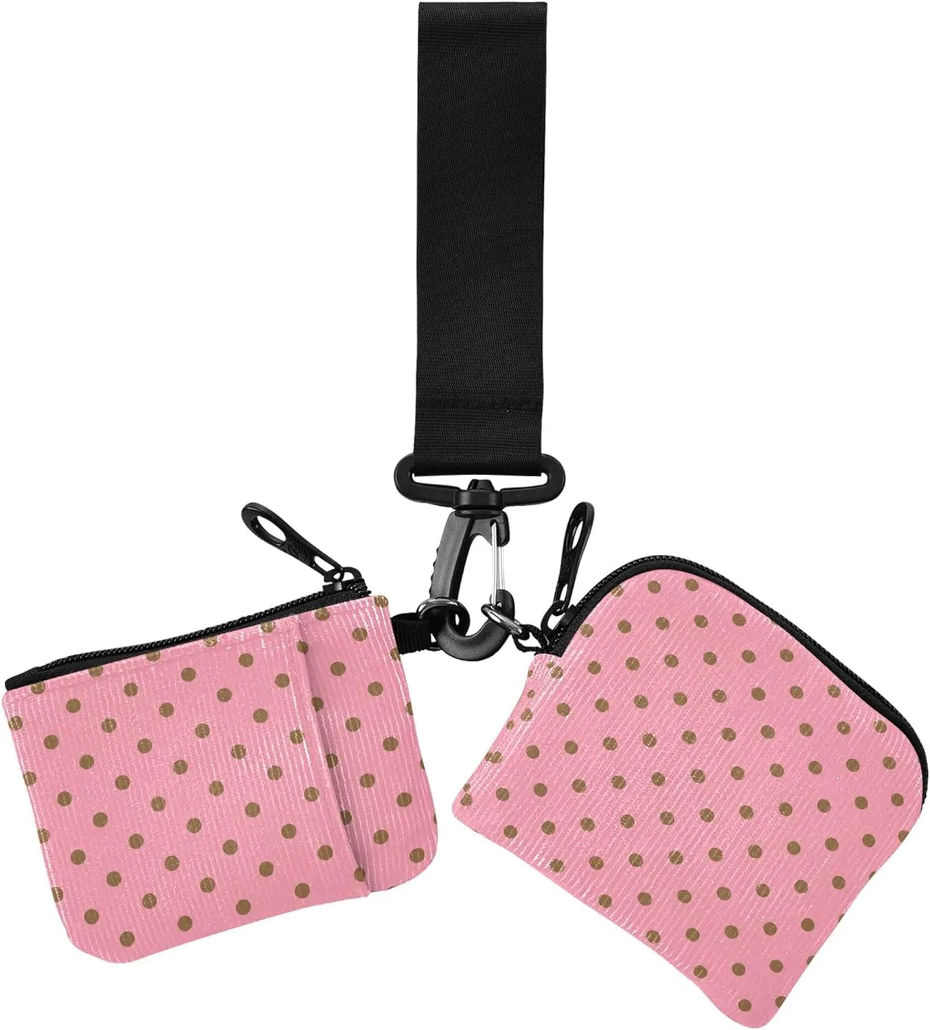 Dots Pink Women's Coin Purses Card Cases Thin Flat Change Purse Key Holder with Zipper Coin Pocket for Men Women 2 Pcs