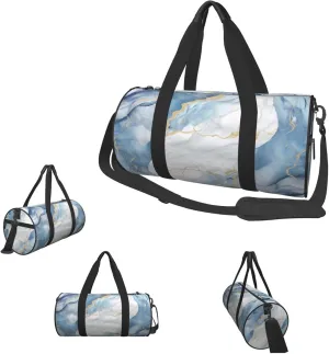 Duffle Bags White Blue Marble Gym Bag for Men Women Waterproof Travel Duffle Bags Convertible Carry on Garment Bag for Travel Sports