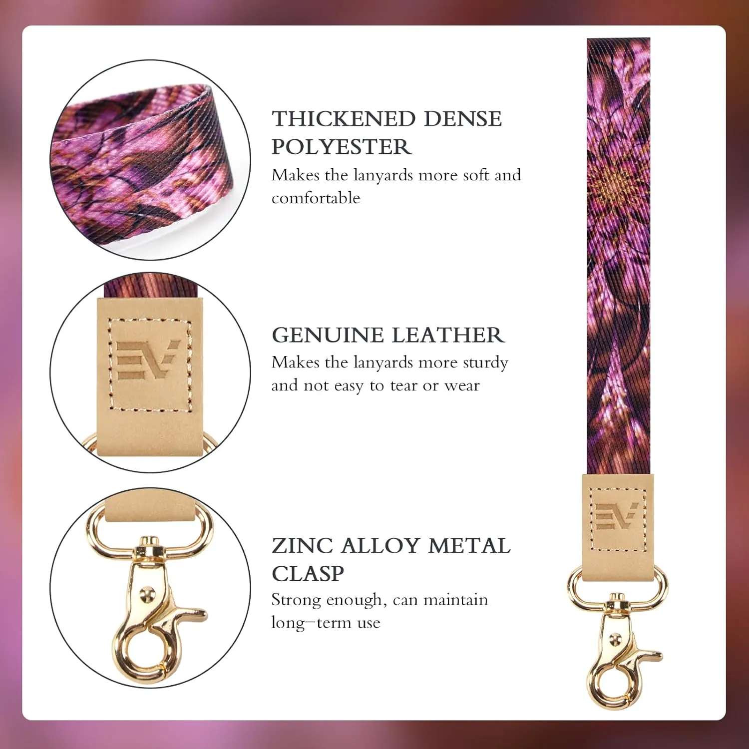 EcoVision Cute Keychain Lanyards for Keys, Wristlet Key lanyard for Women, Badge Lanyards Strap with 2 keyrings