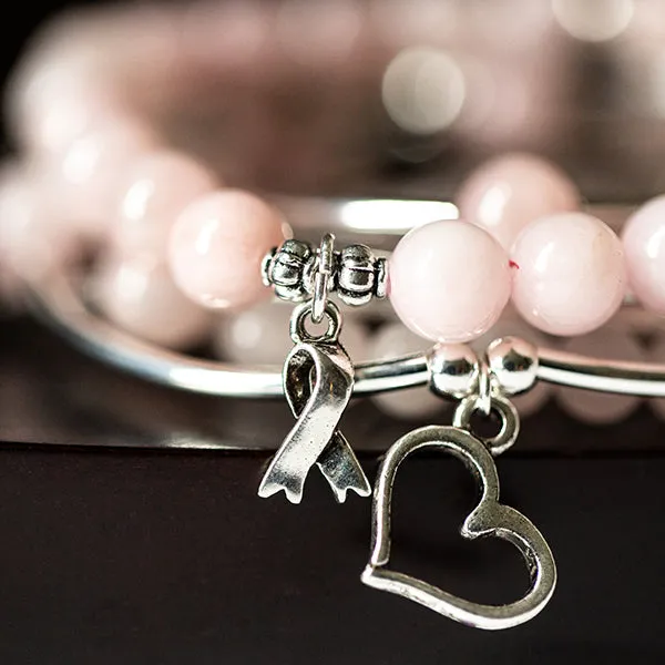 Elephant | Soft Bangle Charm Bracelet | Rose Quartz