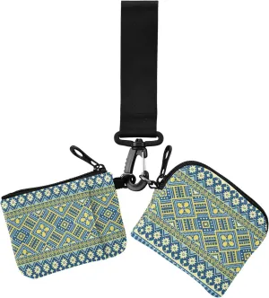 Ethnic Oriental Pattern Traditional Design Women's Wallets Card Cases Cute Fashion Change Purse Key Holder with Zipper Pocket for Women Men 2 Pcs