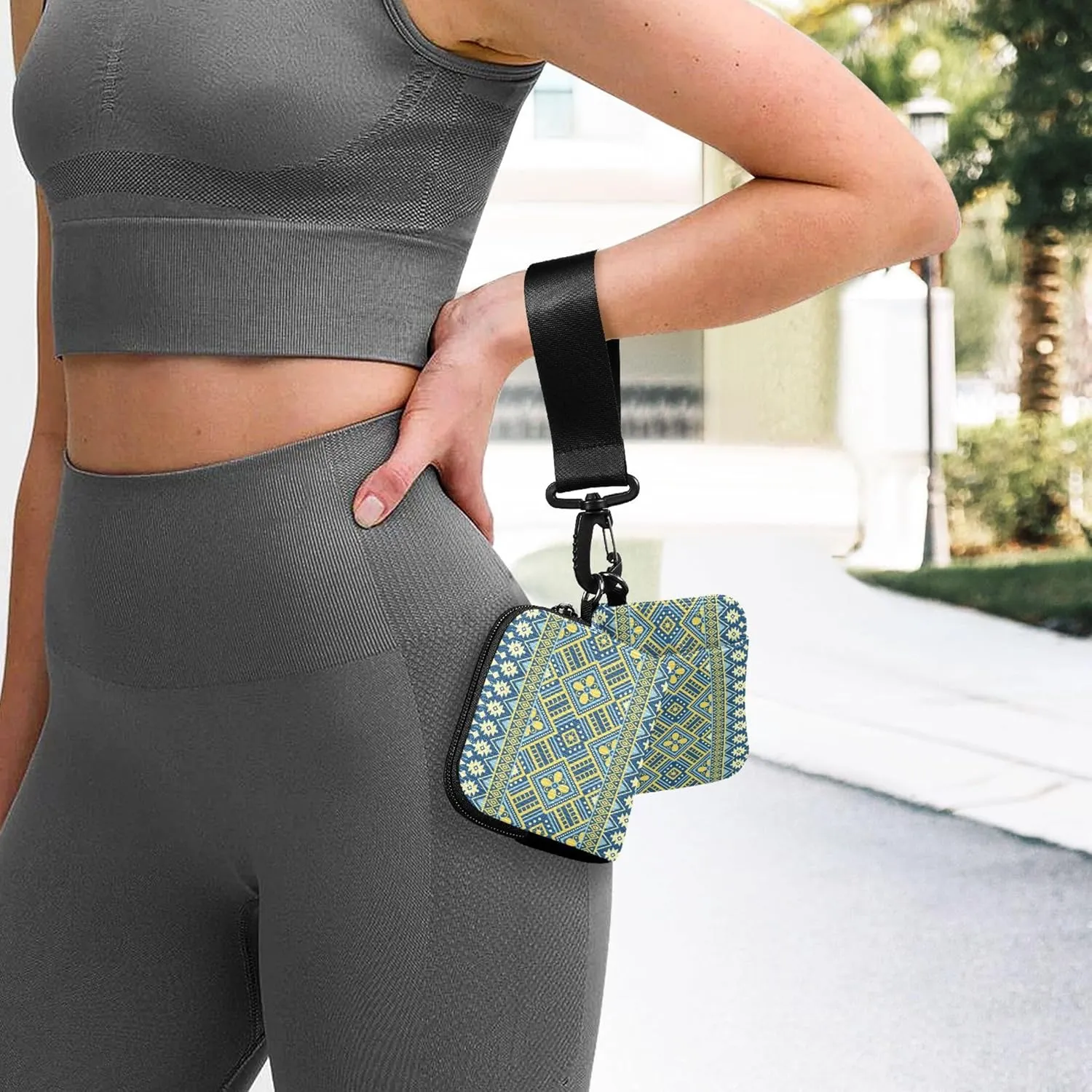 Ethnic Oriental Pattern Traditional Design Women's Wallets Card Cases Cute Fashion Change Purse Key Holder with Zipper Pocket for Women Men 2 Pcs