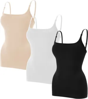 EUYZOU Women Shapewear Tummy Control Camisole Tops - Square Neck Sexy Compression Tank Tops Seamless Body Shaper