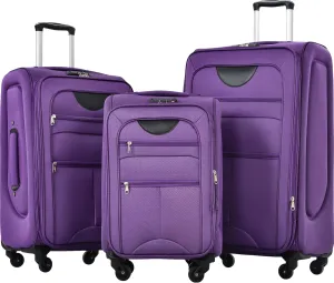 Expandable Softside Luggage Set for Stress-Free Travel, Lightweight and Durable, 3-Piece Spinner Set in Purple