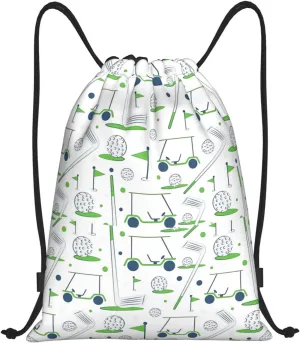 Fashion Funny Golf Sports Bag for Women Men Drawstring Backpack Bag Sackpack for Gym Shopping Sport Yoga