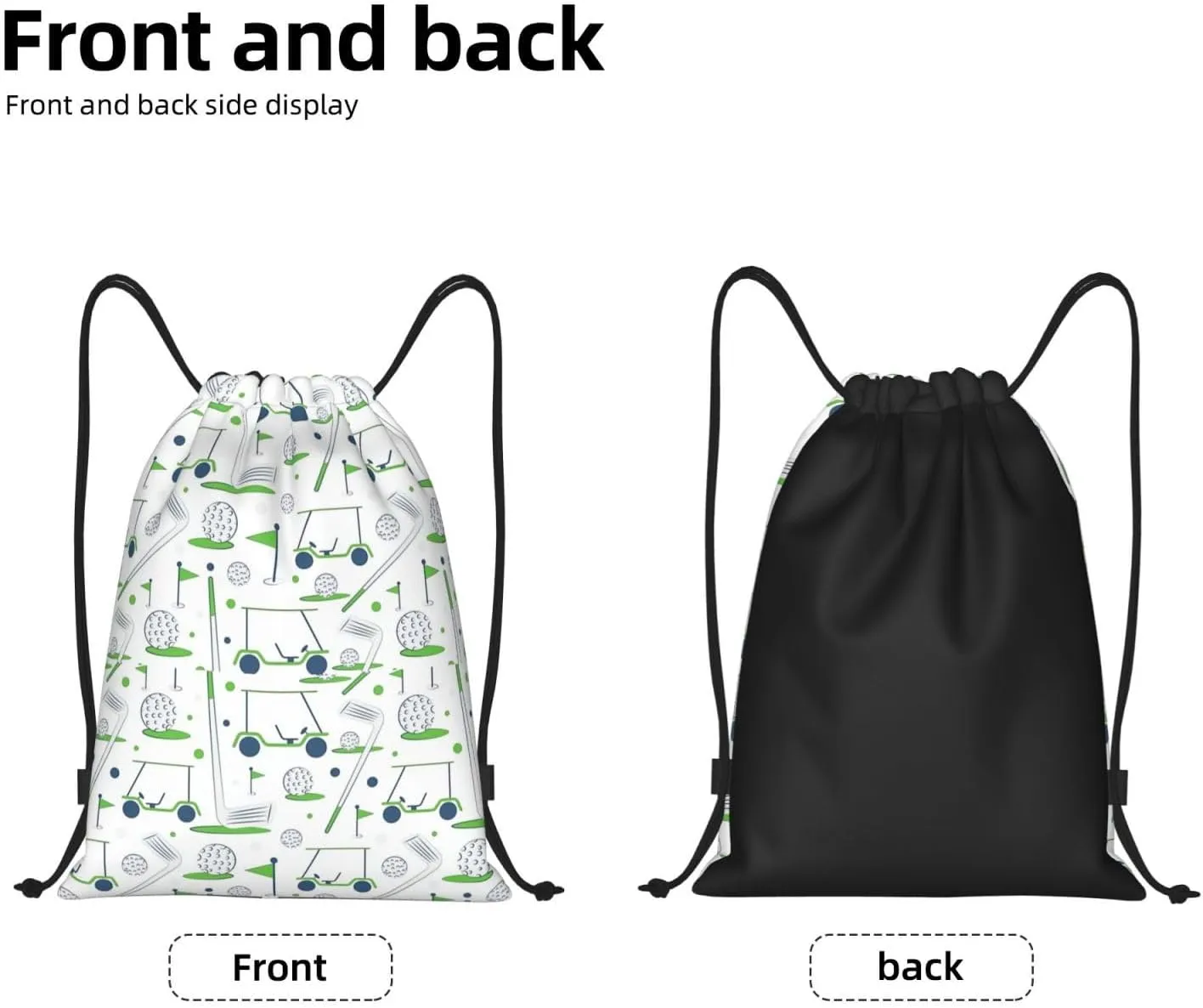 Fashion Funny Golf Sports Bag for Women Men Drawstring Backpack Bag Sackpack for Gym Shopping Sport Yoga