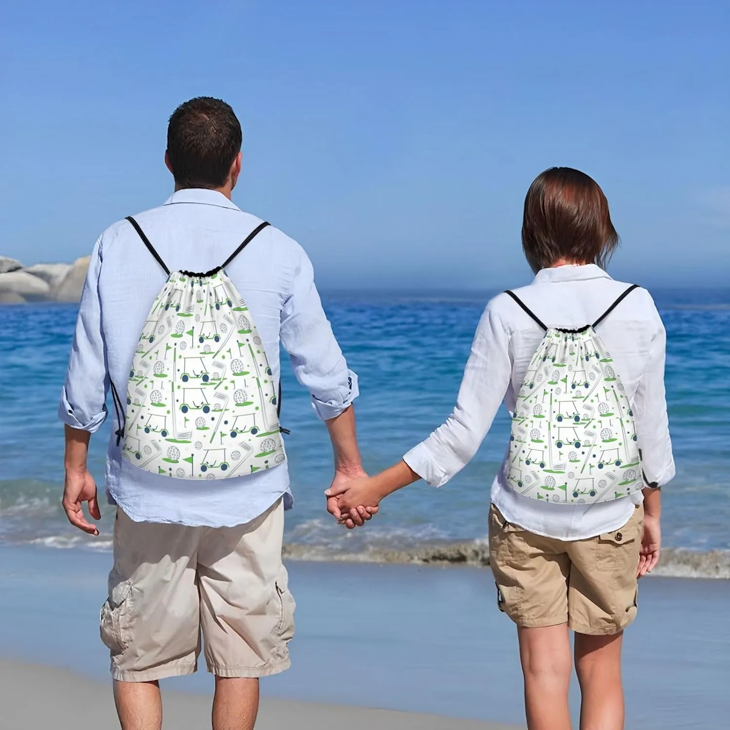 Fashion Funny Golf Sports Bag for Women Men Drawstring Backpack Bag Sackpack for Gym Shopping Sport Yoga