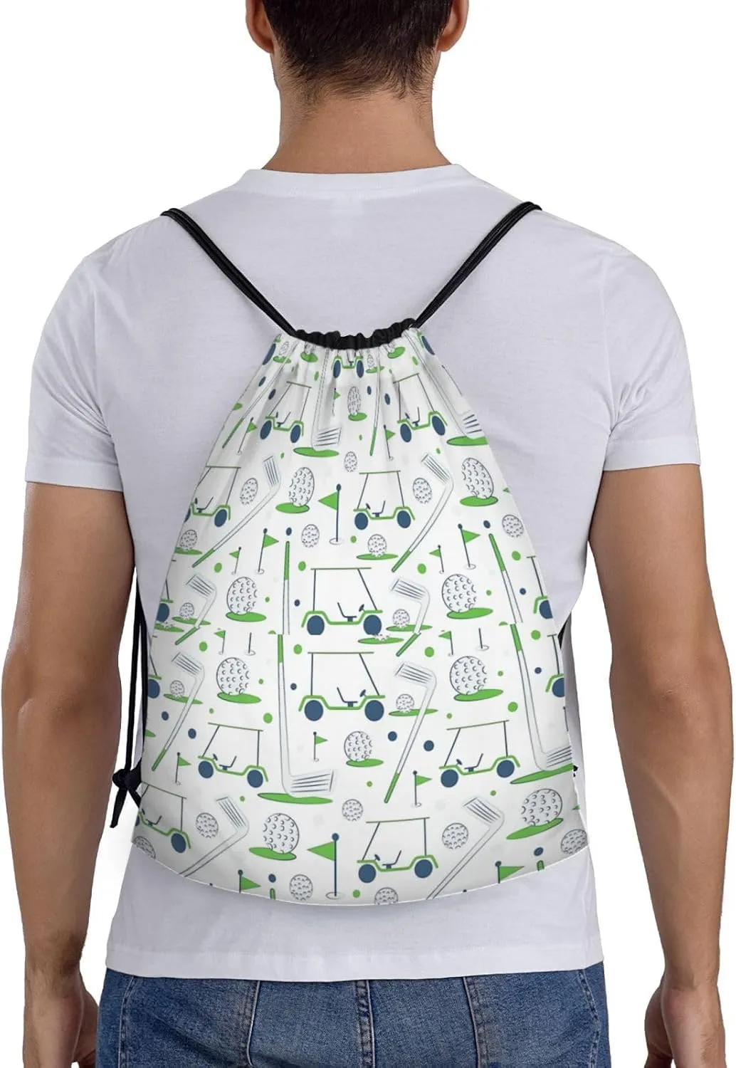 Fashion Funny Golf Sports Bag for Women Men Drawstring Backpack Bag Sackpack for Gym Shopping Sport Yoga
