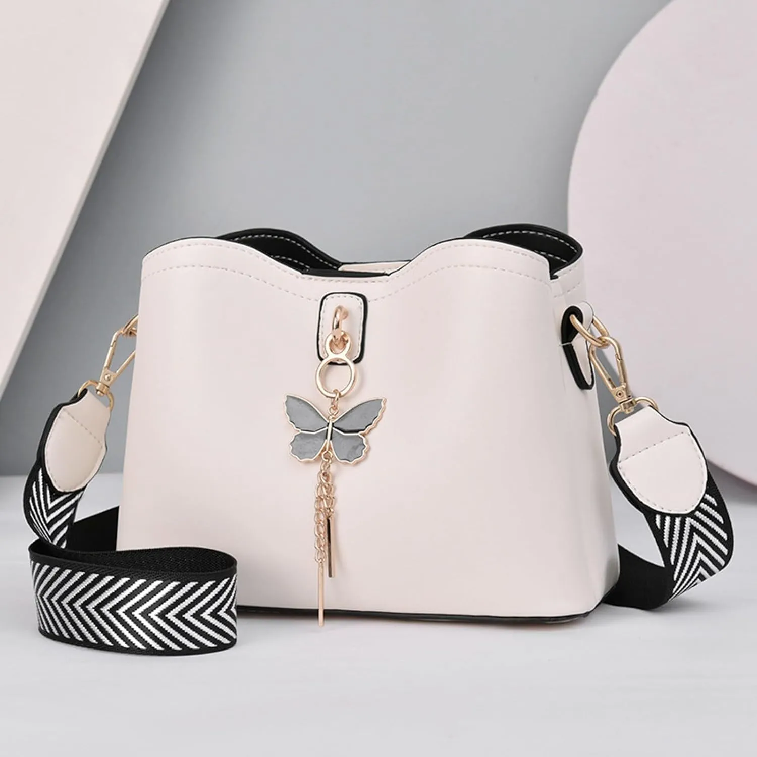 Fashionable And Versatile Women's Casual Bags Large Capacity Simple Solid Color Single Small Shoulder (White, One Size)