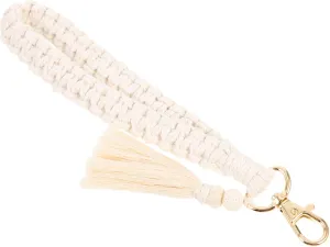 FRCOLOR Hand Woven Macrame Keychain with Tassels Style Keyring Wristlet for Bags Durable Braided Lanyard for Keys DIY Projects Unique present Idea